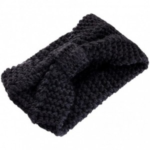 Cold Weather Headbands Women Girls Knit Crochet Bow Headband Head Wrap Hat Ear Warmer - Black - CC12O6MZRY2 $17.91