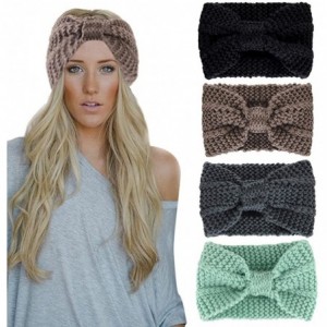 Cold Weather Headbands Women Girls Knit Crochet Bow Headband Head Wrap Hat Ear Warmer - Black - CC12O6MZRY2 $9.26