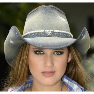 Cowboy Hats Silver Wings Denim Western Cowboy Hat - C311VHJHTGN $101.88