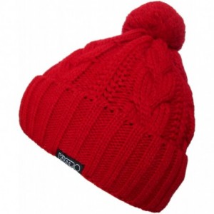 Skullies & Beanies Classic Cable Wool Knitted Winter Ski Beanie Hat - Red - CC11K4273XX $39.70