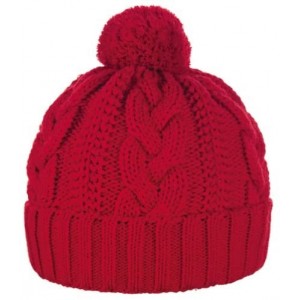 Skullies & Beanies Classic Cable Wool Knitted Winter Ski Beanie Hat - Red - CC11K4273XX $37.37