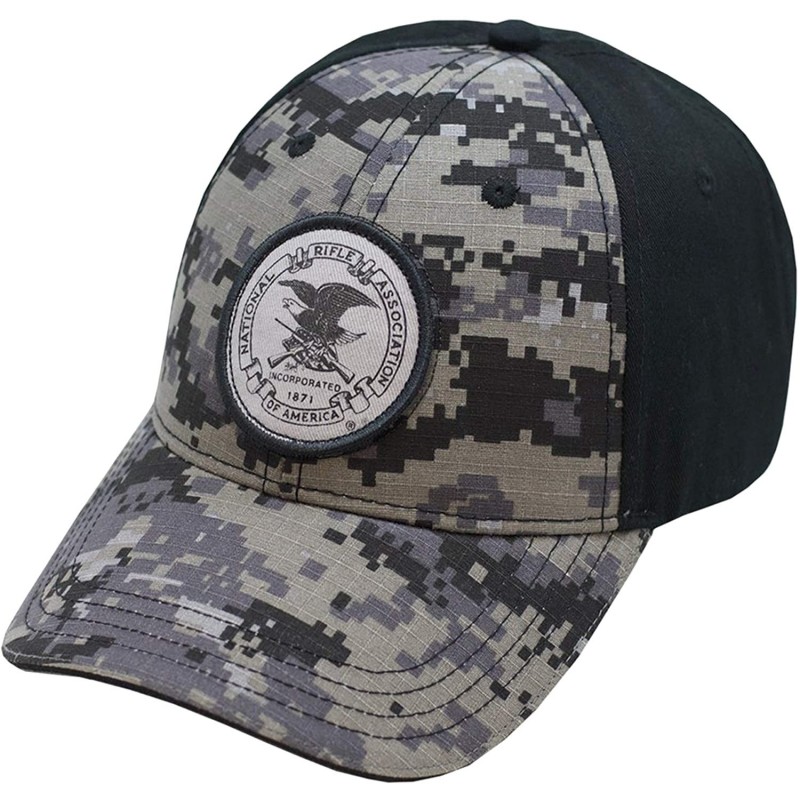 Baseball Caps National Rifle Association Men's Circle Emblem Trucker Hat Logo - Black/Grey - C318CI8MGRG $35.07