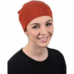 Skullies & Beanies Womens Soft Sleep Cap Comfy Cancer Wig Liner & Hair Loss Cap - Rust - CH12D77LNO1 $26.88