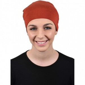 Skullies & Beanies Womens Soft Sleep Cap Comfy Cancer Wig Liner & Hair Loss Cap - Rust - CH12D77LNO1 $23.52
