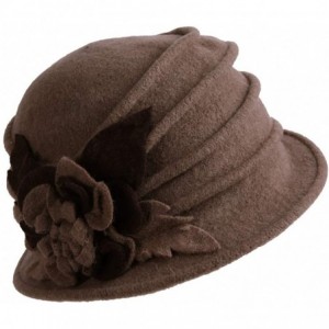 Bucket Hats Women Floral Wool Cloche Winter Hat - Brown - CU18A0702XC $27.90