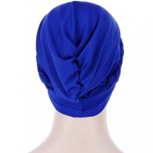 Skullies & Beanies Women Lady Elegant Muslim Simple Braided Scarf Hat Cap Turban Hat - Blue - CP18OSLMA42 $7.72