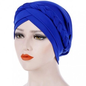 Skullies & Beanies Women Lady Elegant Muslim Simple Braided Scarf Hat Cap Turban Hat - Blue - CP18OSLMA42 $17.54