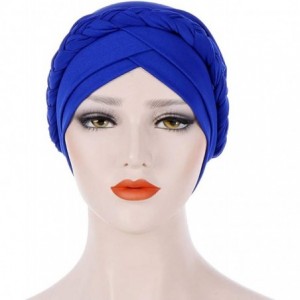 Skullies & Beanies Women Lady Elegant Muslim Simple Braided Scarf Hat Cap Turban Hat - Blue - CP18OSLMA42 $17.54