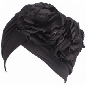 Skullies & Beanies Women Muslim Solid Flowers Cancer Chemo Hat Turban Headbands Hair Loss Wrap Cap - Black - CW186OG2GZ3 $18.98