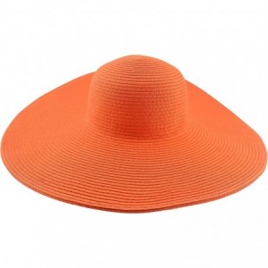Sun Hats Wide Brim Roll-up Big Beautiful Solid Color Floppy Hat - Orange - C411YCP1BLN $34.63