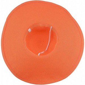 Sun Hats Wide Brim Roll-up Big Beautiful Solid Color Floppy Hat - Orange - C411YCP1BLN $34.17