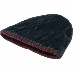 Skullies & Beanies Classic Men's Warm Winter Hats Thick Knit Cuff Beanie Cap with Lining - Wine Red - CN18I3IL5S4 $20.51