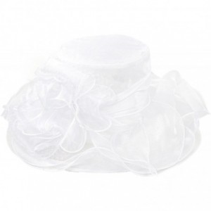 Sun Hats Women's Feathers Floral Fascinating Kentucky Church Wedding Party Floppy Hat - White - C517YSCX4KS $60.05