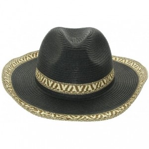 Cowboy Hats Women's Cowboy Straw Hat with Wired Edge Black - Black - CB11N6WRO69 $34.11