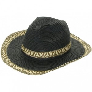 Cowboy Hats Women's Cowboy Straw Hat with Wired Edge Black - Black - CB11N6WRO69 $28.29