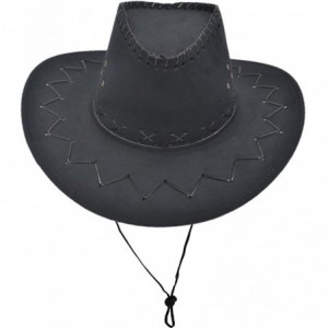 Cowboy Hats Western Unisex Adult Cowboy Suede Leather Hat Wide Brim Sun Cap - Black - CW18CXE37NH $28.42