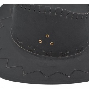 Cowboy Hats Western Unisex Adult Cowboy Suede Leather Hat Wide Brim Sun Cap - Black - CW18CXE37NH $25.34