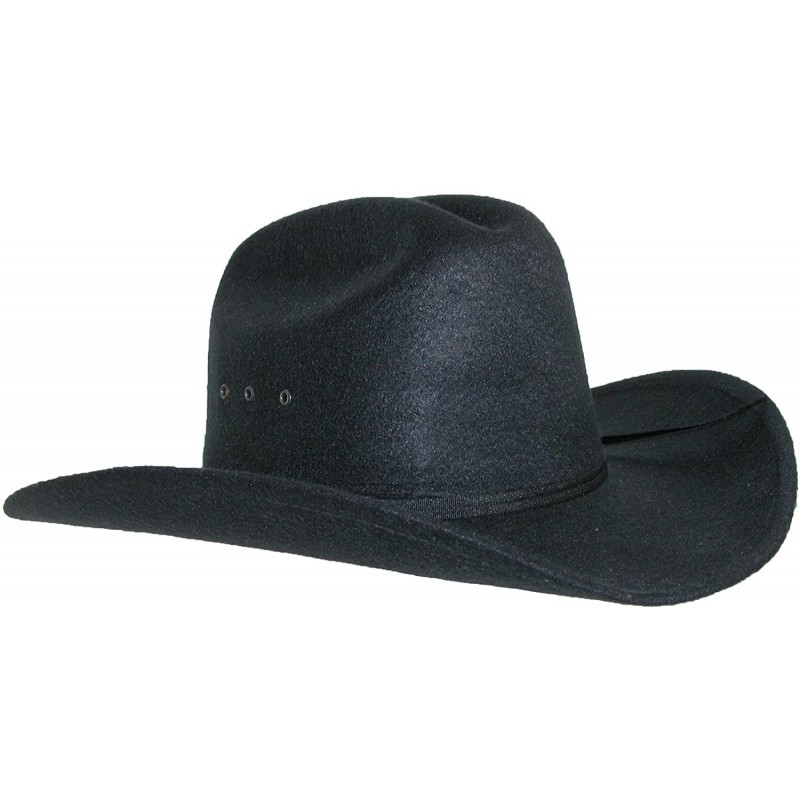 Cowboy Hats Men's Wool Felt Wide Brim Cattleman Cowboy Western Hat - Black - CV11RRV6LZF $43.02