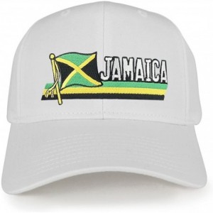 Baseball Caps Jamaica Flag and Text Embroidered Cutout Iron on Patch Adjustable Baseball Cap - White - CT12NSFV4J2 $28.27