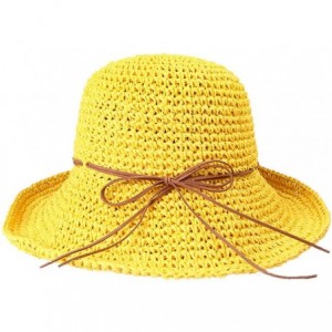 Sun Hats Spring and Summer Beach Cap Women Straw Fisherman Hat Sun Hat (Yellow) - Yellow - CB18QNLTR35 $8.14