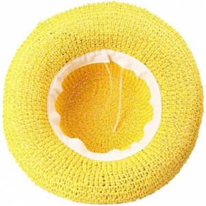 Sun Hats Spring and Summer Beach Cap Women Straw Fisherman Hat Sun Hat (Yellow) - Yellow - CB18QNLTR35 $17.68
