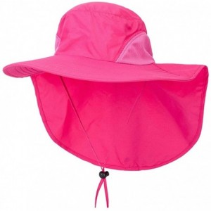 Sun Hats Quick-Dry Sun-Hat Fishing with Neck-Flap - Mens UV Protection Cap Wide Brim - Rose Red - CS18S77YZZ7 $28.37