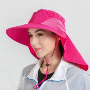 Sun Hats Quick-Dry Sun-Hat Fishing with Neck-Flap - Mens UV Protection Cap Wide Brim - Rose Red - CS18S77YZZ7 $26.32