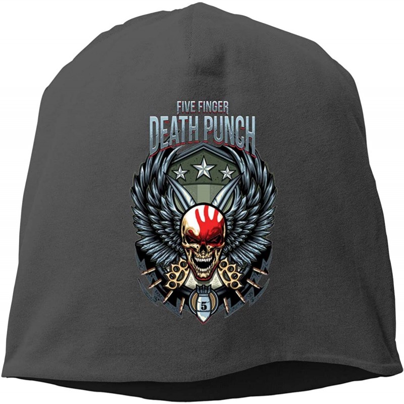 Skullies & Beanies Five Finger Death Punch Ultra-Thin Beanie Men Women Unisex Cuffed Plain Skull Knit Hat Cap - Black - CI18Z...