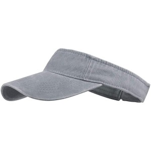 Visors Sun Visor Cap- Washed Cotton Twill Wide Brim Adjustable Visor Golf Hat - 2-grey - CJ18SO58I8W $20.40