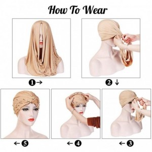 Bomber Hats Women Muslim Turban Pearl Hat Bonnet Hijab Headscarf Islamic Chemo Cap - Wine - CI18RZXHNO8 $20.49
