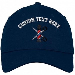 Baseball Caps Custom Soft Baseball Cap Barber Pole Scissors Embroidery Twill Cotton - Navy - C718SGL09EL $45.11