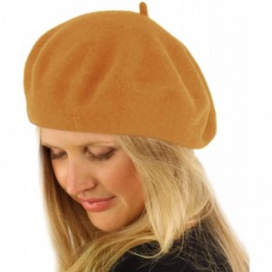 Berets Classic Winter 100% Wool Warm French Art Basque Beret Tam Beanie Hat Cap Timber - C51864TZD8T $18.66