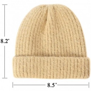 Skullies & Beanies Unisex Thick Warm Beanie - Knit Winter Hat - Cream - CZ18UNAG8NS $24.74