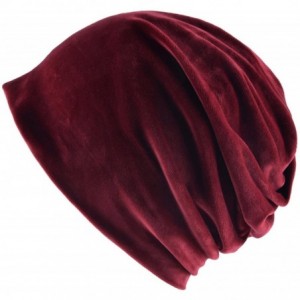 Skullies & Beanies Women's Slouchy Stretchy Beanie Chemo Cap for Cancer Patients - Solid Color - Wine Red - CN1884N9RYY $10.35