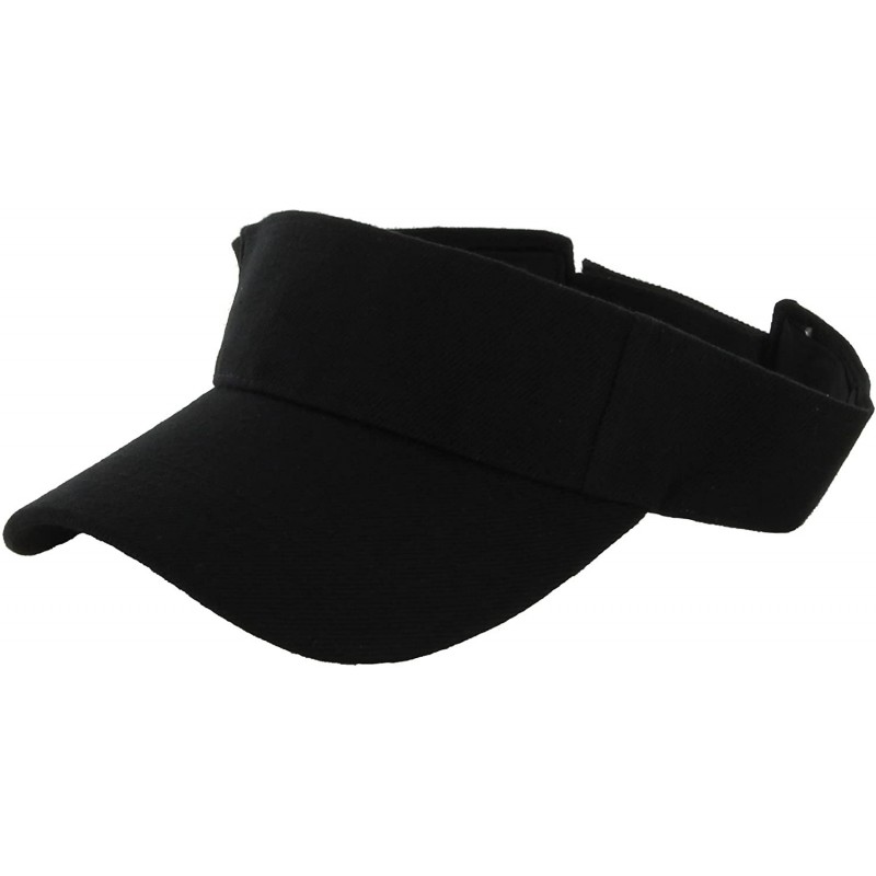 Visors Plain Men Women Sport Sun Visor One Size Adjustable Cap - Black - CR11SD3Q7TL $18.27