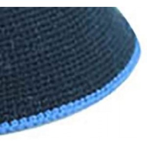 Skullies & Beanies Knitted DMC Kippah Black with Royal Blue Border 16 Centimeters - C512OD19ONP $54.44