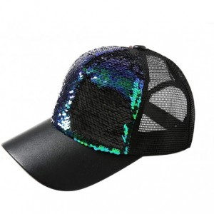 Headbands Women Adjustable Sequin Bling Tennis Baseball Cap Sun Cap Hat - Green - C9193XTNDWU $14.08