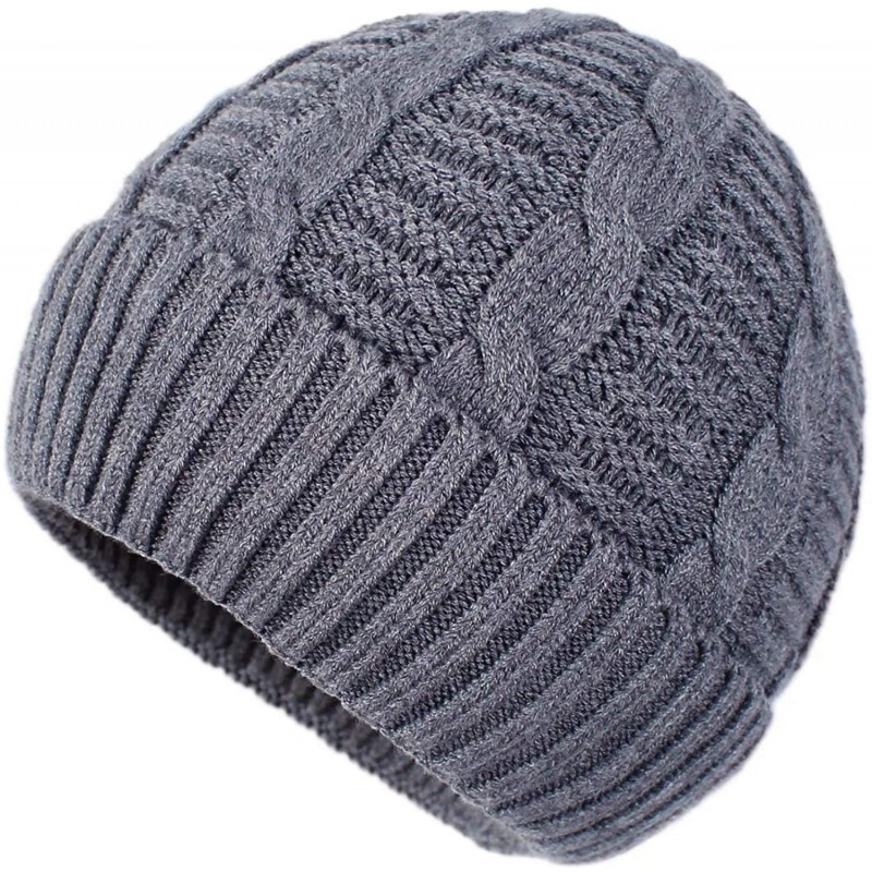 Skullies & Beanies Unisex Men's Warm Winter Hats Cable Knit Cuff Beanie Skull Watch Cap - Brite Grey - C818Z8GY45W $18.01