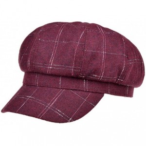 Newsboy Caps Women Girl Newsboy Peaked Beret Hat Warm Cloche Flat Caps - Fashion Burgundy - CT12MXCZ4IK $30.76