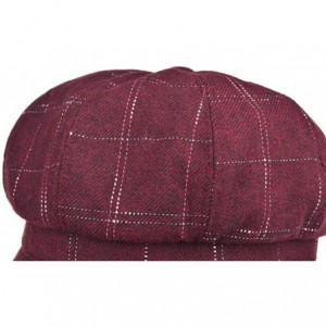 Newsboy Caps Women Girl Newsboy Peaked Beret Hat Warm Cloche Flat Caps - Fashion Burgundy - CT12MXCZ4IK $27.54