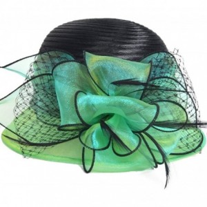 Sun Hats Kentucky Derby Dress Church Cloche Hat Sweet Cute Floral Bucket Hat - Green - CD17WW7DZUA $28.25