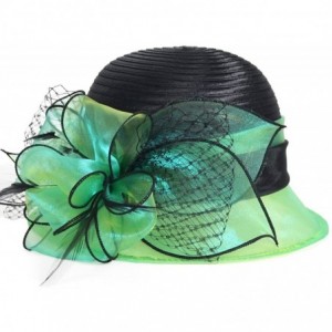 Sun Hats Kentucky Derby Dress Church Cloche Hat Sweet Cute Floral Bucket Hat - Green - CD17WW7DZUA $28.25