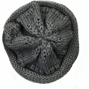 Skullies & Beanies Winter Warm Knitted Infinity Scarf and Beanie Hat - Charcoal Grey_1 - CI18ZTYMOSK $30.52