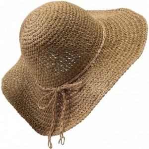 Sun Hats Womens Fashion Summer Straw hat Sun hat Folding Travel Beach Cap - 1201 Light Coffee - CK12K4K7MPN $33.58