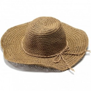 Sun Hats Womens Fashion Summer Straw hat Sun hat Folding Travel Beach Cap - 1201 Light Coffee - CK12K4K7MPN $27.98