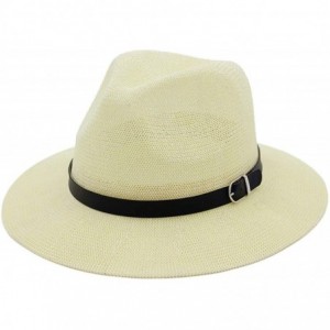 Skullies & Beanies Men Women Wide Brim Havana Jazz Sun Protection Straw Panama Fedora Beach Hats - Photo65 - C518R35DN0Z $28.50
