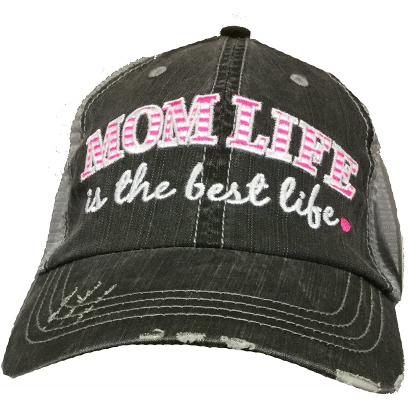 Baseball Caps Mom Life Women's Trucker Hat - Gray/Hot Pink - CM17YSYDK4R $40.14