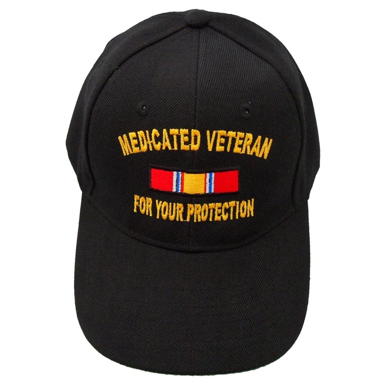 Baseball Caps Medicated Veteran for Your Protection Ribbon Cap Black - C318CKNG4Y4 $26.86