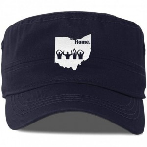 Newsboy Caps Ohio Home State Cotton Newsboy Military Flat Top Cap- Unisex Adjustable Army Washed Cadet Cap - Navy - CH18XGNAM...