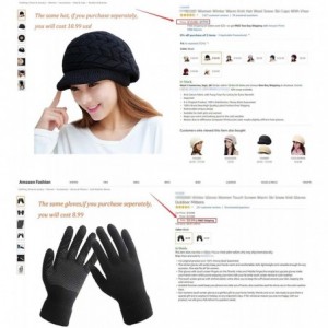 Newsboy Caps Winter Hats Gloves for Women Knit Warm Snow Ski Outdoor Caps Touch Screen Mittens - Hat and Gloves (Black) - CQ1...